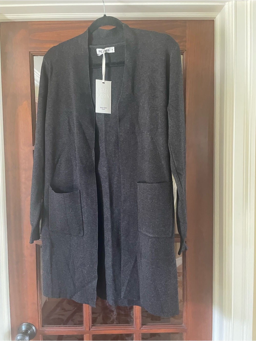 Grace Karin Black Long Open-Front Cardigan Sweater